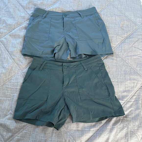 2 Pairs Prana Olivia Shorts 5" Outdoors Camping Hiking Shorts Green Blue Sz 8 - Picture 1 of 10